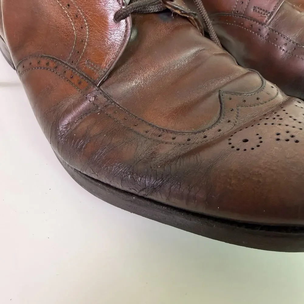 Allen Edmonds Carlton Brown Leather Wingtip Brogue Oxford Dress Shoes Men 14 USA